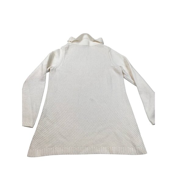 Talbots Sweater Women Medium White Knit Turtleneck Button Side Long Sleeve CN904 - Picture 2 of 11